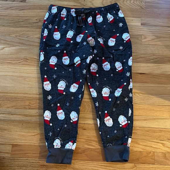 Charcoal Grey Santa and Snowflake Flannel PJ Joggers - Medium Petite - Picture 1 of 8